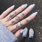 2017 New style 9pcs/Set Women Bohemian Vintage Silver Stack Rings Above Knuckle Blue unique structur