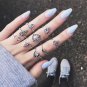 2017 New style 9pcs/Set Women Bohemian Vintage Silver Stack Rings Above Knuckle Blue unique structur