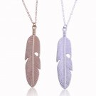 Long leaves feathers necklaces Women Feather Pendant Long Chain Necklace Sweater Statement Vintage J