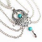 Women Beach Barefoot Sandal Foot Green Turquoise Tassel Jewelry Anklet Chain