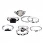 Vintage Blue Crystal Midi Rings Set For Women Tibetan Antique Silver/Gold Color 8pcs/Set Boho Crysta
