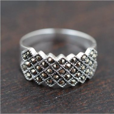 100% Real Pure 925 Sterling Silver Ring for women Wholesale free shipping Marcasite ring women Jewel