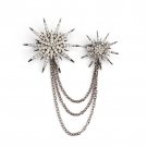 New Hot Fashion Women Crown Shape Silver Plated Studded Carved Brooch