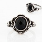 Women Ladies Fashion carved Vintage Imitate Black Onyx Ring Jewelry