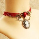 New Stylish Cameo Red Rose Lace Fashion Necklace Jewelry Women Gift Xmas Pendant