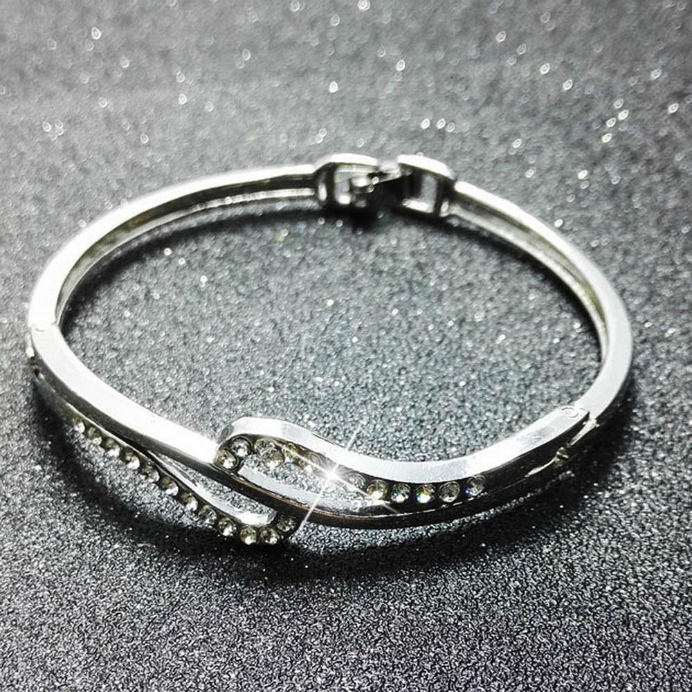 New Fashion Women Lady Crystal Cuff Bangle Charm Rhinestone Bracelet