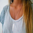 1pc fashion womens vintage long necklace jewelry silver gold color simple feather pendant necklaces 