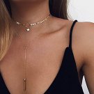 2017 NEW bright piece Metal Star Punk Chokers Necklace Strip Accessories Long chain layer Sequins Ne