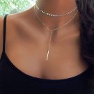 2017 Simple Long Bar Choker Necklace For Women Silver Color Coin Chocker Necklaces collar collier ra