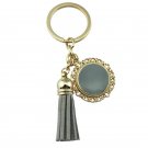 Monogram Enamel Disc Blank with Leather Tassel Key Chain Personalized Accessories