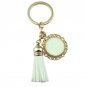 Monogram Enamel Disc Blank with Leather Tassel Key Chain Personalized Accessories