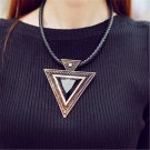 New Black Choker 2016 Leather Pendant Women Rhinestone Triangle Necklace Sweater Chain Fashion Jewle