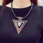 New Black Choker 2016 Leather Pendant Women Rhinestone Triangle Necklace Sweater Chain Fashion Jewle