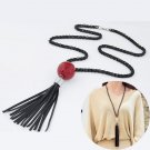 2016 Arrival Tassel Pendant Sweater Chain Long  White Red Beads Necklace Fashion Jewelry Gift