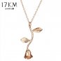 17KM Rose Flower Pendant Necklace For Women 3 Color Boho Plant Vintage Necklaces Charm Statement Jew