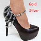 2Piece 2018 Sexy Shoes Chains Anklets Boots Heel Chain Punk Ankle Bracelets Multilayer Tassels Gold 