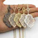 Cut Off Gold Filigree Quatrefoil Statement Long Chain Cutout Clover Pendant Necklace for Women Jewel