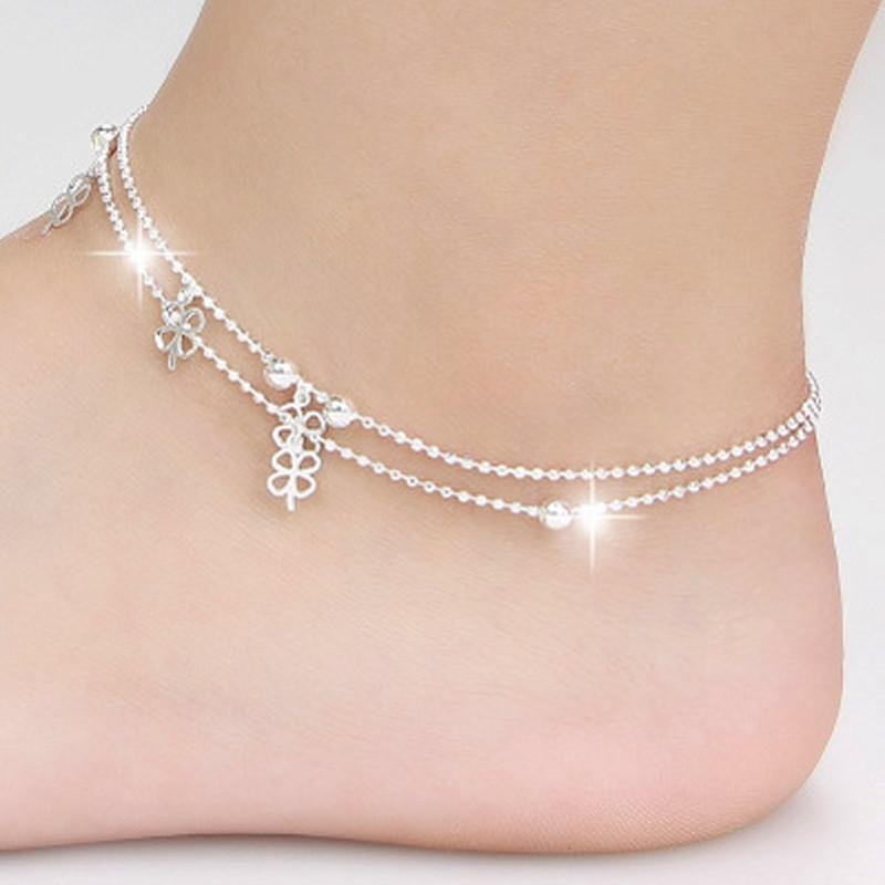 Four-Leaf Clover Ankle Bracelet Beach Foot Jewelry