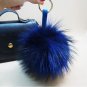 16cm Luxury Fluffy Real Raccoon Fur Ball PomPom Plush Size Genuine Fur Keychain Metal Ring Pendant B