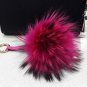 16cm Luxury Fluffy Real Raccoon Fur Ball PomPom Plush Size Genuine Fur Keychain Metal Ring Pendant B