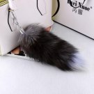 Large Real Fox Tail Fur Tassel Key Chain Bag Tag Strap Car Keychain Pompom Charm Pendant Silver Buck