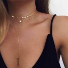 KISS WIFE 2017 Hot Sale Gold Silver Sequins Long Tassel Star Choker Necklace Accessories For Women J