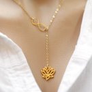 yiustar   Infinity Lotus Lariat Pendant  Necklace Figure Eight Lotus Flower Chokers Necklace for Wom