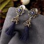 Free shipping! Luxury Imitation blue diomands rhinestone gem crystal peacock feather rope statement
