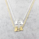 GORGEOUS TALE Stainless Steel Chain Jewelry Double Hand Love Heart Necklaces Pendants for Women Gold
