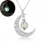 Vintage Jewelry Silver Plated with Glow In the dark Crescent Loket Moon Shaped Choker Pendant Necka