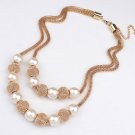 LNRRABC Women Lady Girl Fashion 2018 Trendy jewelry Layers Imitation Pearl Ball Pendant Necklace Gif
