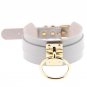 KMVEXO Women Men Cool 100% Handmade Oversized Choker Necklace Fetish O Round Metal Gold Leather Coll