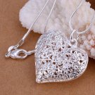 New special women plated silver women lady wedding party jewelry heart lover necklace simple frosted