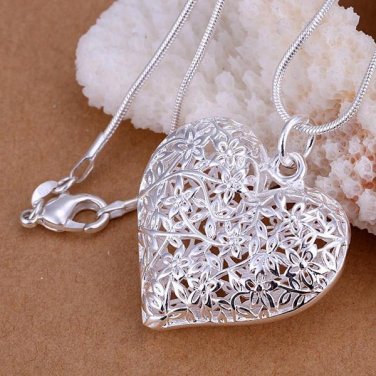 New special women plated silver women lady wedding party jewelry heart lover necklace simple frosted