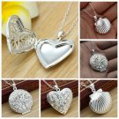 Valentine Lover Gift Hollow Out Water Drop Shell Photo Frames Can Open Locket Necklaces Silver Plate