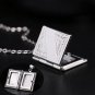 Valentine Lover Gift Hollow Out Water Drop Shell Photo Frames Can Open Locket Necklaces Silver Plate