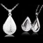 Valentine Lover Gift Hollow Out Water Drop Shell Photo Frames Can Open Locket Necklaces Silver Plate