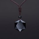 Black Obsidian Pendant With Rope Necklace For Women/Men Lucky Love Crystal Jewelry Obsidian Star Of 