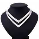 LZHLQ Geometric Hollow Metal Torques Women Trendy Simple Smooth Choker Necklaces  Plated Collars Nec