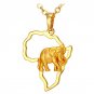 Hot Yellow Gold Color African Map Jewelry Lucky Men/Women Ethnic Africa Elephant/Lion/Antelope Anima