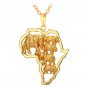 Hot Yellow Gold Color African Map Jewelry Lucky Men/Women Ethnic Africa Elephant/Lion/Antelope Anima