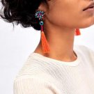 JUJIA 2017 trendy statement fashion earrings rope tassel stud MULTICOLOURED POMPOM EARRINGS women je