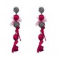 JUJIA 7 colors New Arrival Free shipping vintage hand made ribbon beads drop Earring for lady jewel