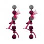 JUJIA 7 colors New Arrival Free shipping vintage hand made ribbon beads drop Earring for lady jewel