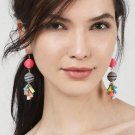 JUJIA Jewelry Accessories Drop Pom Pom Fringe Earrings Fashion Women Statement Colorful Tassel Earri