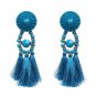 JUJIA Exaggerate Women Bohemian Indian Jewelry Statement Drop Fringe Earrings Vintage Long Tassel Ea