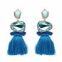 JUJIA Bohemia Ethnic Tassels Earring For Women Maxi Statement Gem Stone Long Fringe Drop Earrings Pe