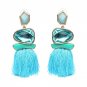 JUJIA Bohemia Ethnic Tassels Earring For Women Maxi Statement Gem Stone Long Fringe Drop Earrings Pe