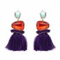 JUJIA Bohemia Ethnic Tassels Earring For Women Maxi Statement Gem Stone Long Fringe Drop Earrings Pe
