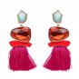 JUJIA Bohemia Ethnic Tassels Earring For Women Maxi Statement Gem Stone Long Fringe Drop Earrings Pe